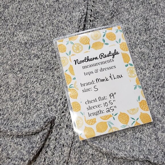 Monk & Lou * Open Knit Grey Crochet Cardigan * S - Picture 9 of 10